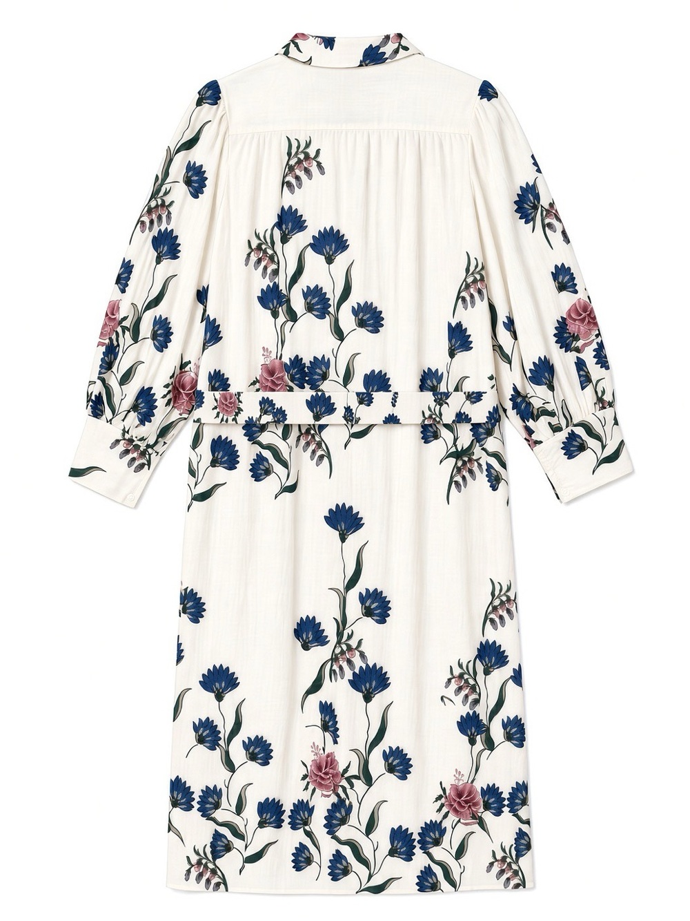 Tuckernuck Cream Midi Shirt Dress with Blue & Pink Floral Print Belle Bouquet XL - Picture 3 of 9
